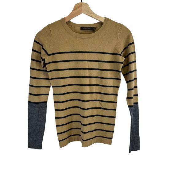 The Limited Brown Striped Wool Blend Crew Neck Long Sleeve Sweater Wmns Size XS - Picture 1 of 14